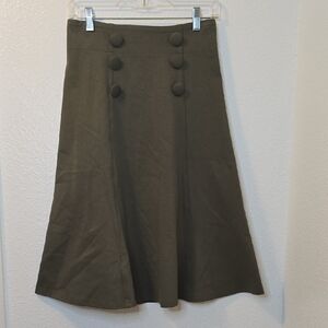 Steady A-Line Skirt with Button Detail in Olive